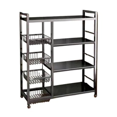 ESTANTE 4 NIVELES CON CESTA RUEDAS 360° ESTANTES AJUSTABLES - 1
