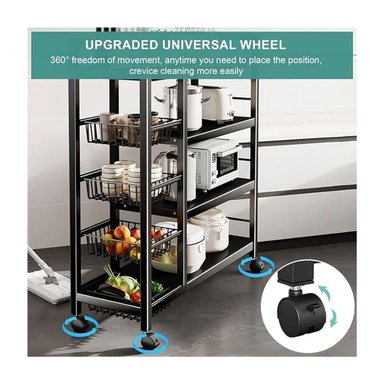 ESTANTE 4 NIVELES CON CESTA RUEDAS 360° ESTANTES AJUSTABLES - 4