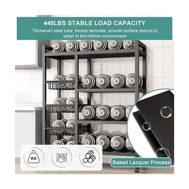 ESTANTE 4 NIVELES CON CESTA RUEDAS 360° ESTANTES AJUSTABLES - 5