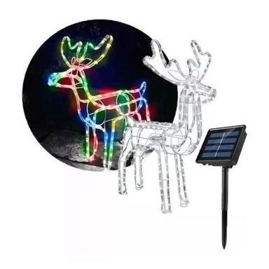 RENO NAVIDEÑO LUZ LED SOLAR DECORATIVO 90CM MULTICOLOR - 1