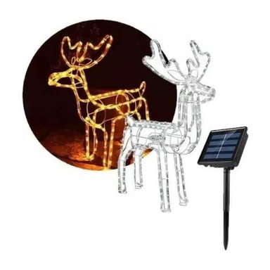 RENO NAVIDEÑO LUZ LED SOLAR DECORATIVO 90CM AMARILLO - 1