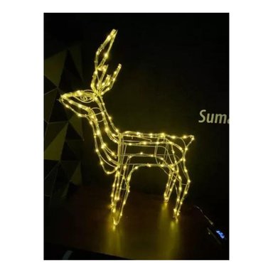 RENO NAVIDEÑO LUZ LED SOLAR DECORATIVO 90CM AMARILLO - 2