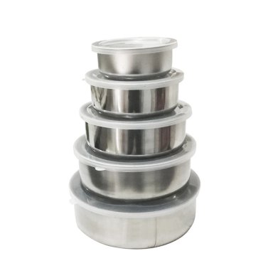 SET 5 CONTENEDOR TUPPER TAPPER BOWL DE ACERO INOXIDABLE PLATEADO TC - 2