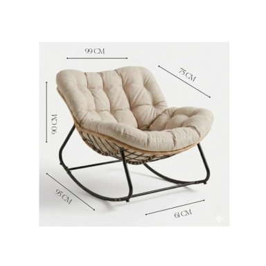 SILLA MECEDORA BOHO PAPASAN NIDO + REPOSA PIES MODERNA COLOR BEIGE - 3