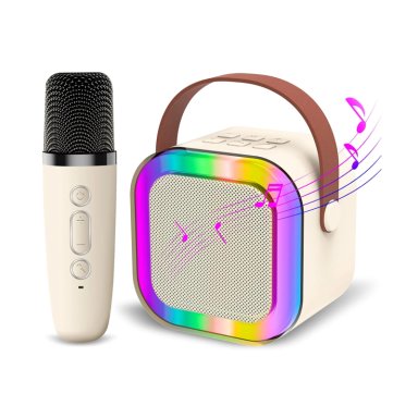 MINI PARLANTE KARAOKE PORTATIL K12 BLUETOOTH CON MICROFONO INALAMBRICO Y LUCES RGB - 1