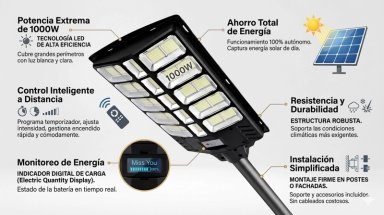 FOCO SOLAR DE CALLE 1000W DE ALTA POTENCIA DE 1000W - 3