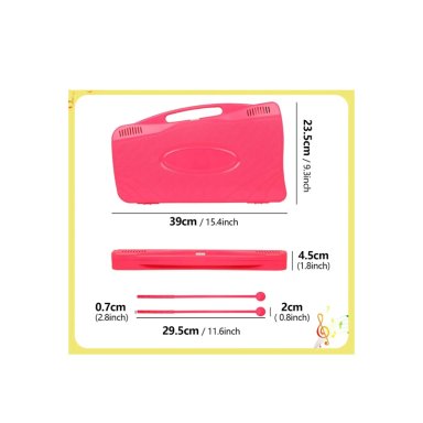 METALOFONO CROMATICO INFANTIL 25 NOTAS XILOFONO CON MALETA DE TRANSPORTE Y BAQUETAS - ROSA - 5