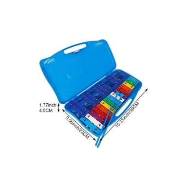 METALOFONO CROMATICO INFANTIL 25 NOTAS XILOFONO CON MALETA DE TRANSPORTE Y BAQUETAS - AZUL - 5
