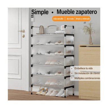ZAPATERO ORGANIZADOR DE 6 NIVELES MULTIFUNCIONAL - ESTANTE MODERNO PARA CALZADO, CON TAPA POLVO - 2