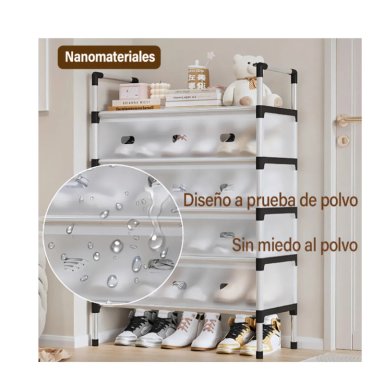 ZAPATERO ORGANIZADOR DE 6 NIVELES MULTIFUNCIONAL - ESTANTE MODERNO PARA CALZADO, CON TAPA POLVO - 4