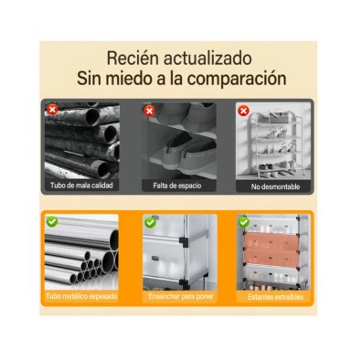 ZAPATERO ORGANIZADOR DE 6 NIVELES MULTIFUNCIONAL - ESTANTE MODERNO PARA CALZADO, CON TAPA POLVO - 5
