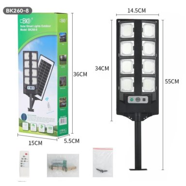 FOCO SOLAR LED 800W CBK BK260-8 - ALTA LUMINOSIDAD + CONTROL REMOTO - RESISTENTE AL AGUA - 4