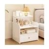 VELADOR MODERNO CON CAJON Y REPISA SUPERIOR BLANCA - 60X33X26 CM - 4