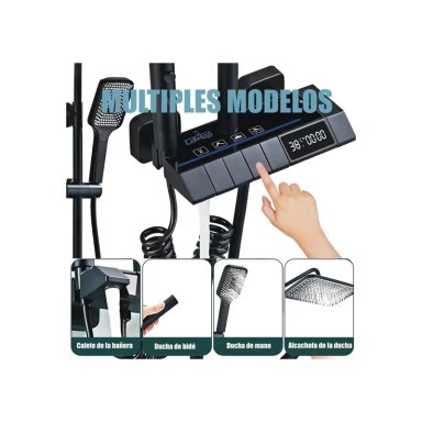 DUCHA ELEGANTE COLUMNA VISOR DIGITAL 4 FUNCIONES  COLOR NEGRO - 2