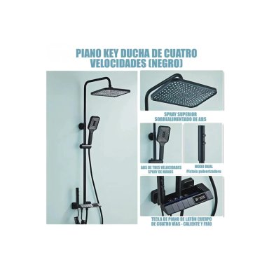 DUCHA ELEGANTE COLUMNA VISOR DIGITAL 4 FUNCIONES  COLOR NEGRO - 3