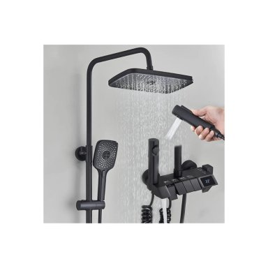 DUCHA ELEGANTE COLUMNA VISOR DIGITAL 4 FUNCIONES  COLOR NEGRO - 6