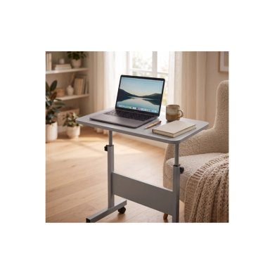 MESA ESCRITORIO AJUSTABLE CON RUEDAS PARA LAPTOP MULTIFUNCIONAL - BLANCO - 1