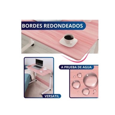 MESA ESCRITORIO AJUSTABLE CON RUEDAS PARA LAPTOP MULTIFUNCIONAL -.ROSA - 3