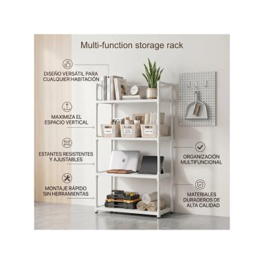 RACK ESTANTE 4 NIVELES MULTIUSO HOGAR BLANCO - 2