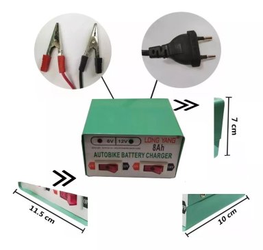 CARGADOR DE BATERIA 12V / 6V - 8AH PARA AUTOS Y MOTOS - 3