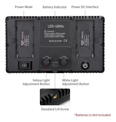 LAMPARA FOTOGRAFICA PROFESIONAL 600 LED BICOLOR 3200-6500K - 3
