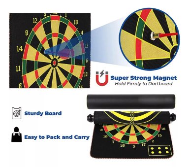 JUEGO DARDO TABLERO COLGANTE Y PLEGABLE ACCESORIOS MAGNÉTICO - 2