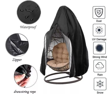 FUNDA SILLA COLGANTE DURADERA IMPERMEABLE RESISTENTE NEGRO - 3