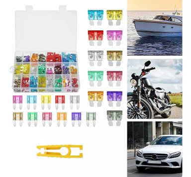 KIT FUSIBLE 300 UNIDADES ELÉCTRICOS 12V AUTOS MOTOS + PINZA - 1