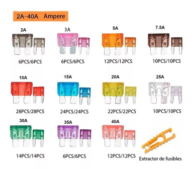 KIT FUSIBLE 300 UNIDADES ELÉCTRICOS 12V AUTOS MOTOS + PINZA - 2