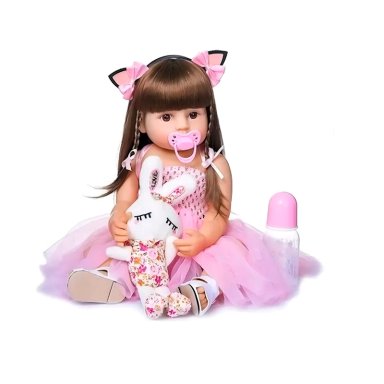 MUÑECA REBORN BEBE  REALISTA DE SILICONA LAVABLE 55CM - 1