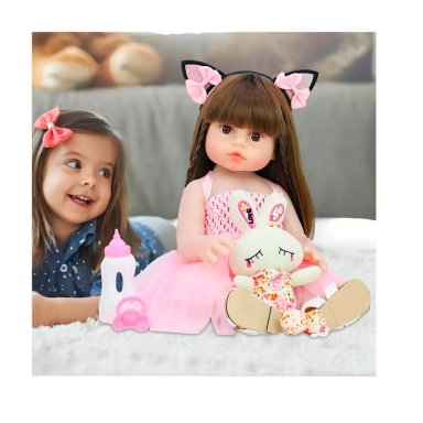 MUÑECA REBORN BEBE  REALISTA DE SILICONA LAVABLE 55CM - 3
