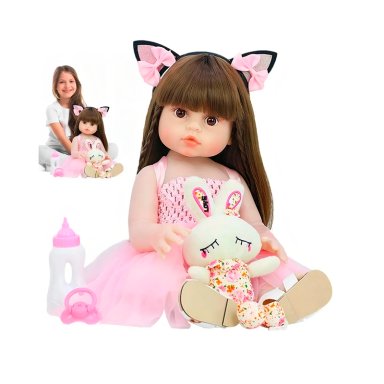 MUÑECA REBORN BEBE  REALISTA DE SILICONA LAVABLE 55CM - 4