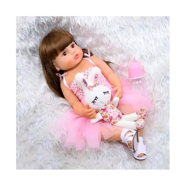 MUÑECA REBORN BEBE  REALISTA DE SILICONA LAVABLE 55CM - 5