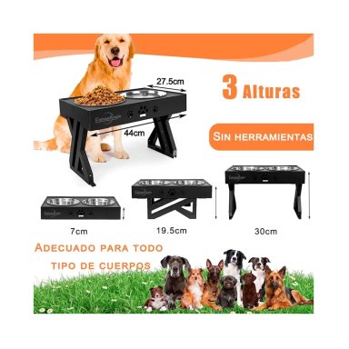 COMEDERO-BEBEDERO PARA PERROS ALTURA AJUSTABLE - 3