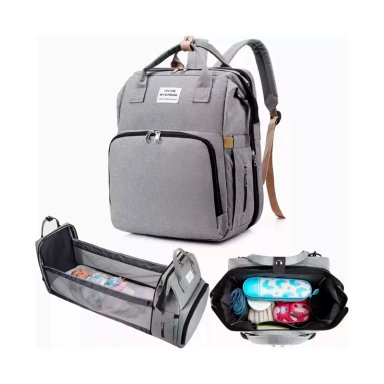 BOLSA MOCHILA DE PAÑALES PARA MAMA CAMA DE BEBE  PLEGABLE - 1