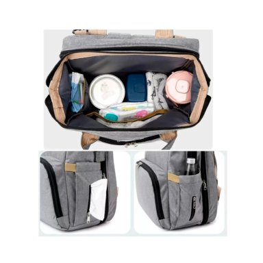 BOLSA MOCHILA DE PAÑALES PARA MAMA CAMA DE BEBE  PLEGABLE - 4