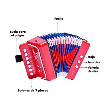 MINI ACORDEON DE JUGUETE PARA NIÑOS 7 NOTAS - 3