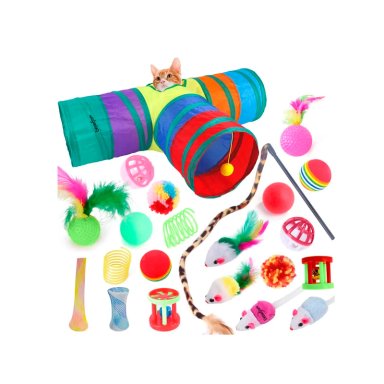 TUNEL PLEGABLE GATO 3 VIAS 20 PZS JUGUETES MASCOTA - 1