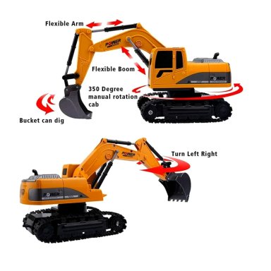 EXCAVADORA RC CONTROL REMOTO 1:24 JUGUETE RECARGABLE - 5