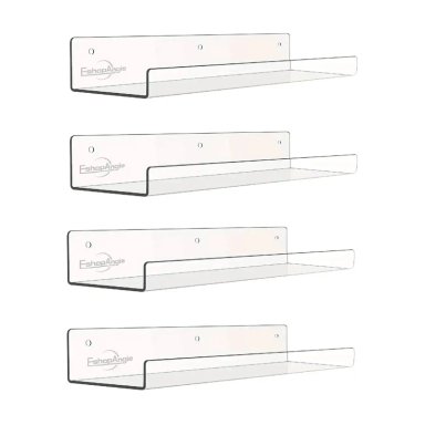 4 REPISAS FLOTANTES ESTANTES FLOTANTES DE ACRILICO GENE RICA TRANSPARENTE - 1