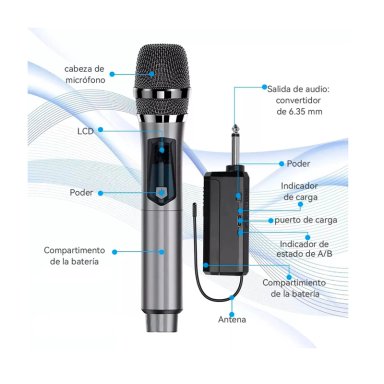 MICROFONO INALAMBRICO PROFESIONAL KARAOKE KIT 2PCS - 6