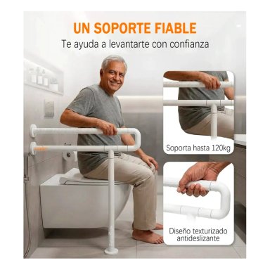 BARRA SEGURIDAD BAÑO DISCAPACITADOS ACERO INOX MURO PISO - 3
