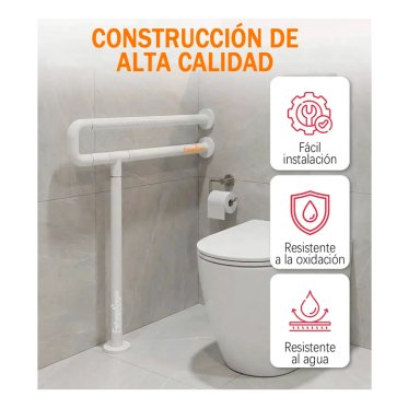 BARRA SEGURIDAD BAÑO DISCAPACITADOS ACERO INOX MURO PISO - 5