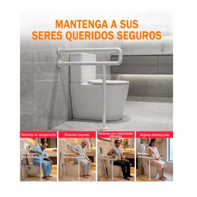 BARRA SEGURIDAD BAÑO DISCAPACITADOS ACERO INOX MURO PISO - 6