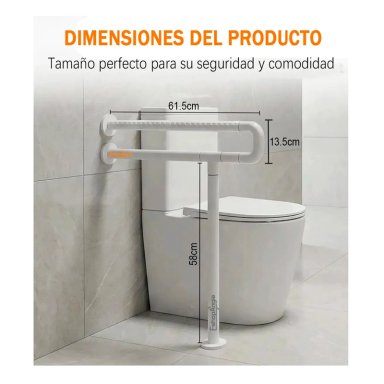 BARRA SEGURIDAD BAÑO DISCAPACITADOS ACERO INOX MURO PISO - 8