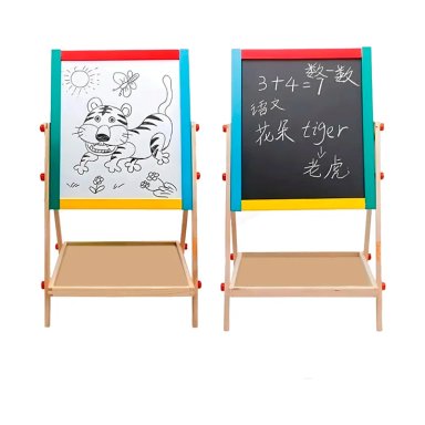 PIZARRA ATRIL PARA NIÑOS 2 EN 1 DOBLE MADERA + TIZA Y PLUMON - 2