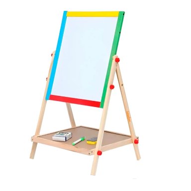 PIZARRA ATRIL PARA NIÑOS 2 EN 1 DOBLE MADERA + TIZA Y PLUMON - 3