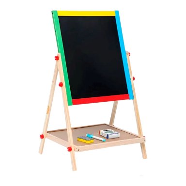 PIZARRA ATRIL PARA NIÑOS 2 EN 1 DOBLE MADERA + TIZA Y PLUMON - 4