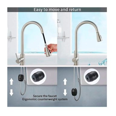 LLAVE GRIFO MONOMANDO LAVAPLATOS EXTENSIBLE NIQUEL - 4