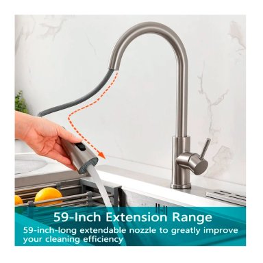 LLAVE GRIFO MONOMANDO LAVAPLATOS EXTENSIBLE NIQUEL - 6
